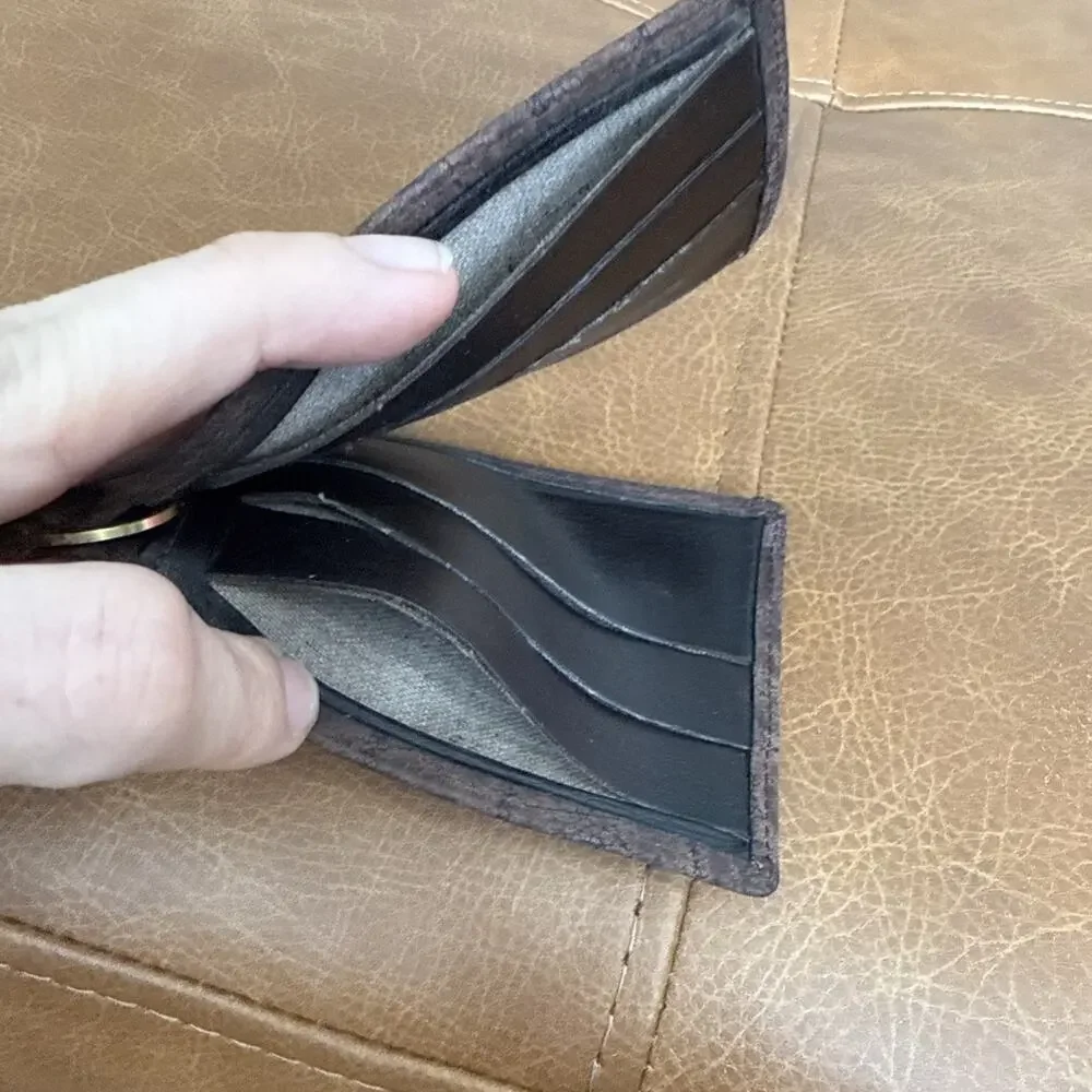 Vintage Bloomingdale's Genuine Leather Bifold Wallet Made in England 4.5x3”